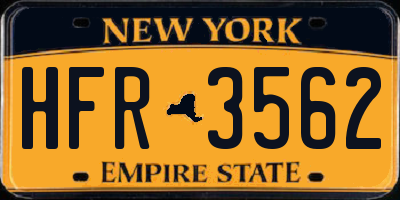 NY license plate HFR3562