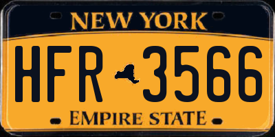 NY license plate HFR3566