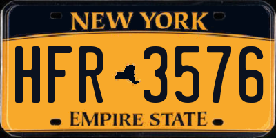 NY license plate HFR3576