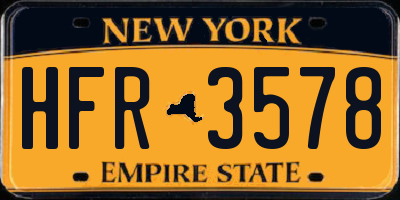 NY license plate HFR3578