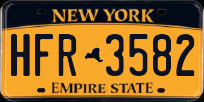 NY license plate HFR3582