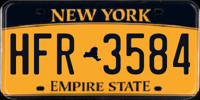 NY license plate HFR3584