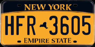 NY license plate HFR3605