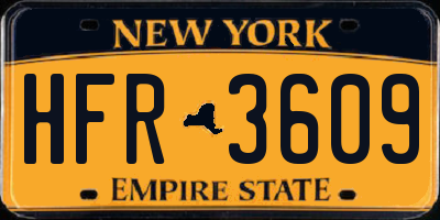 NY license plate HFR3609