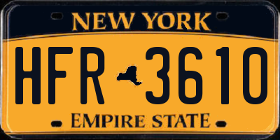 NY license plate HFR3610
