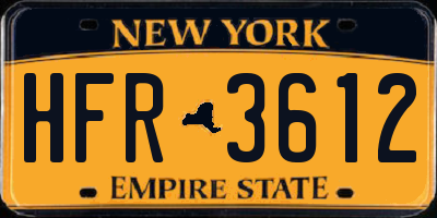 NY license plate HFR3612