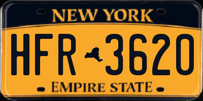 NY license plate HFR3620
