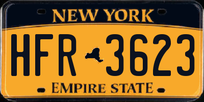 NY license plate HFR3623