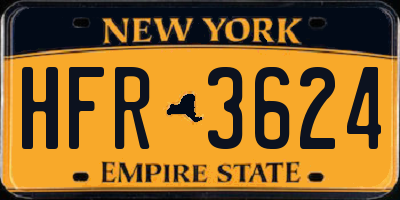 NY license plate HFR3624