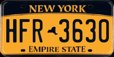 NY license plate HFR3630