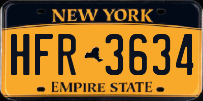 NY license plate HFR3634