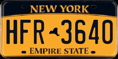 NY license plate HFR3640