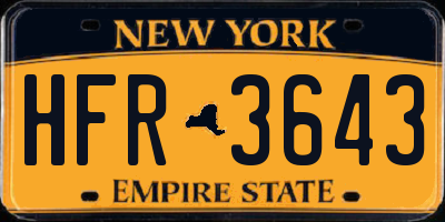 NY license plate HFR3643