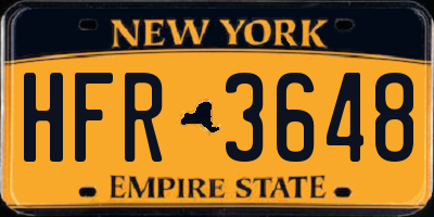 NY license plate HFR3648