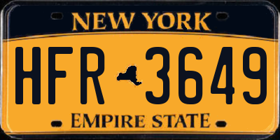 NY license plate HFR3649