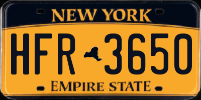 NY license plate HFR3650