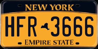 NY license plate HFR3666