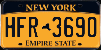 NY license plate HFR3690