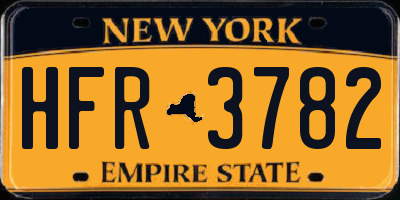 NY license plate HFR3782