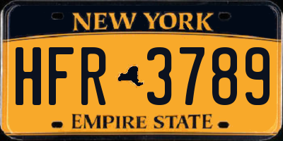 NY license plate HFR3789