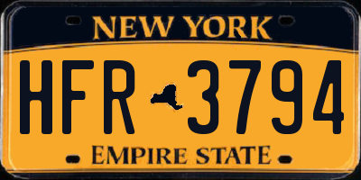 NY license plate HFR3794