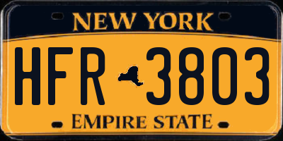 NY license plate HFR3803