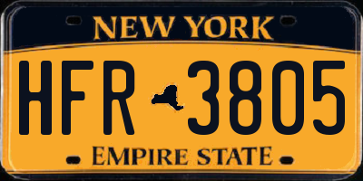 NY license plate HFR3805