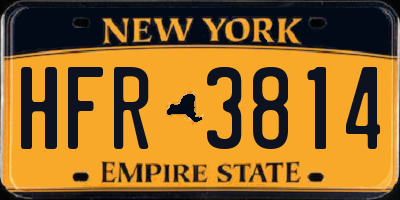 NY license plate HFR3814