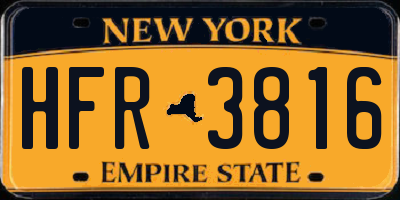 NY license plate HFR3816