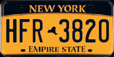 NY license plate HFR3820
