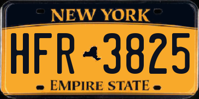 NY license plate HFR3825