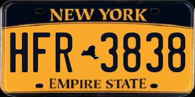 NY license plate HFR3838
