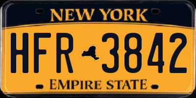 NY license plate HFR3842