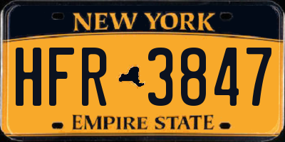 NY license plate HFR3847