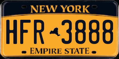 NY license plate HFR3888