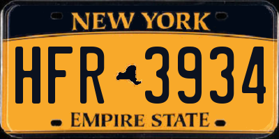 NY license plate HFR3934