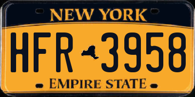 NY license plate HFR3958