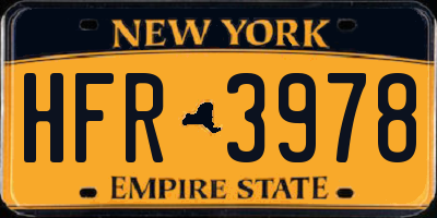 NY license plate HFR3978
