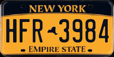 NY license plate HFR3984
