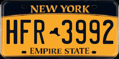 NY license plate HFR3992