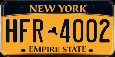 NY license plate HFR4002
