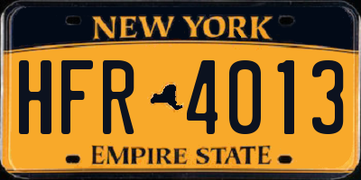 NY license plate HFR4013
