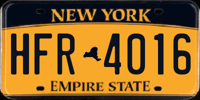 NY license plate HFR4016