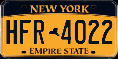 NY license plate HFR4022