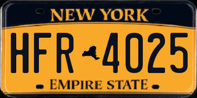 NY license plate HFR4025