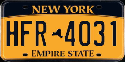 NY license plate HFR4031