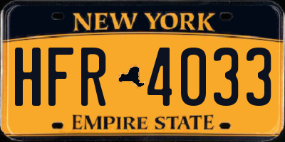 NY license plate HFR4033