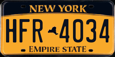 NY license plate HFR4034