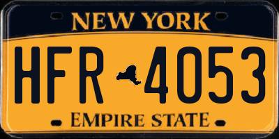 NY license plate HFR4053