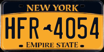 NY license plate HFR4054